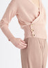 Paisie Button Knitted Wrap Top in Pink Close Up